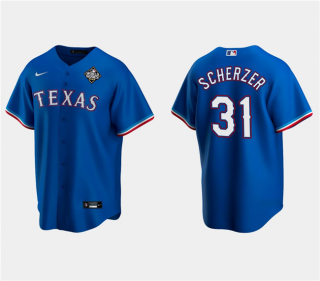 Texas Rangers #31 Max Scherzer Royal 2023 World Series Stitched Baseball Jersey