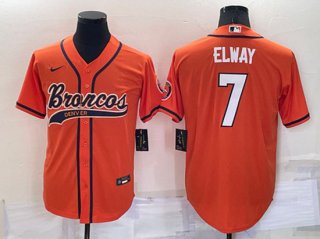 Denver Broncos #7 John Elway Orange Cool Base Stitched Baseball Jersey