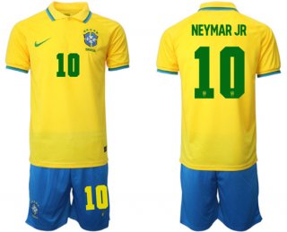 Brazil #10 Neymar Jr Yellow Home Soccer Jersey Suit