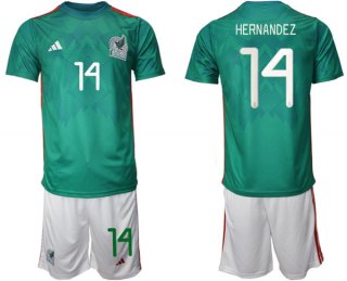 Mexico #14 Javier Hernández Green Home Soccer Jersey Suit