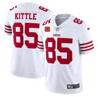 San Francisco 49ers 2022 #85 George Kittle White New Scarlet With 4-Star C Patch