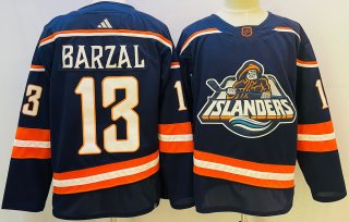 Men's New York Islanders #13 Mathew Barzal Navy 2022-23 Reverse Retro Stitched Jersey