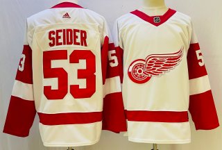 Detroit Red Wings #53 Moritz Seider White Stitched Jersey