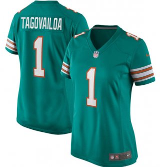 Miami Dolphins #1 Tua Tagovailoa Aqua Color Rush Stitched Jersey(Run Small)