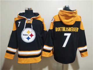 Pittsburgh Steelers #7 Ben Roethlisberger Black Ageless Must-Have Lace-Up Pullover