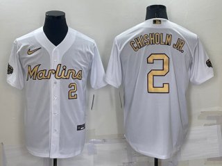 Miami Marlins #2 Jazz Chisholm Jr. White 2022 All-Star Cool Base Stitched Baseball