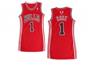 Bulls #1 Derrick Rose Red Women Dress Stitched NBA Jersey