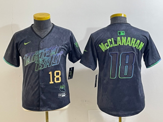 Tampa Bay Rays #18 Shane McClanahan Charcoal 2024 City Connect youth jersey