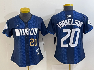 Detroit Tigers #20 Spencer Torkelson 2024 Navy City Connect Cool Base women jersey 2