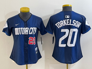 Detroit Tigers #20 Spencer Torkelson 2024 Navy City Connect Cool Base women jersey 3
