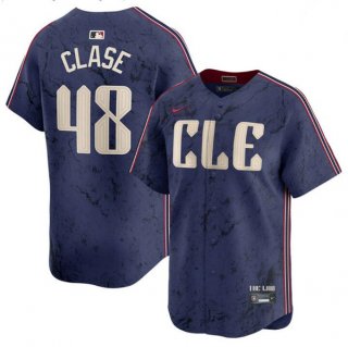 Cleveland Guardians #48 Emmanuel Clase Navy 2024 City Connect Limited Stitched Jersey