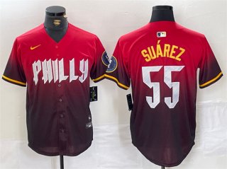 Philadelphia Phillies #55 Ranger Suárez Red 2024 City Connect Limited Stitched Jersey