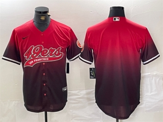 San Francisco 49ers Blank Red Black With Patch Cool Base Stitched Baseball Jersey