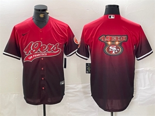 San Francisco 49ers Team Big Logo Red Black With Patch Cool Base Stitched Baseball 3