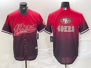 San Francisco 49ers Team Big Logo Red Black With Patch Cool Base Stitched Baseball2