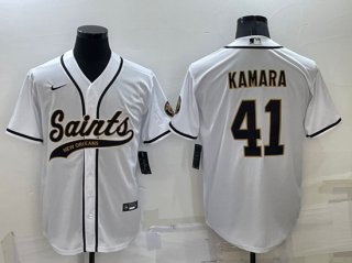 New Orleans Saints #41 Alvin Kamara White Cool Base Stitched Baseball Jersey